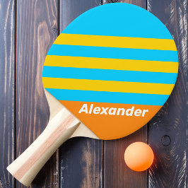 Vintage Sport Sommar Strand Ränder med Namn Pingisracket