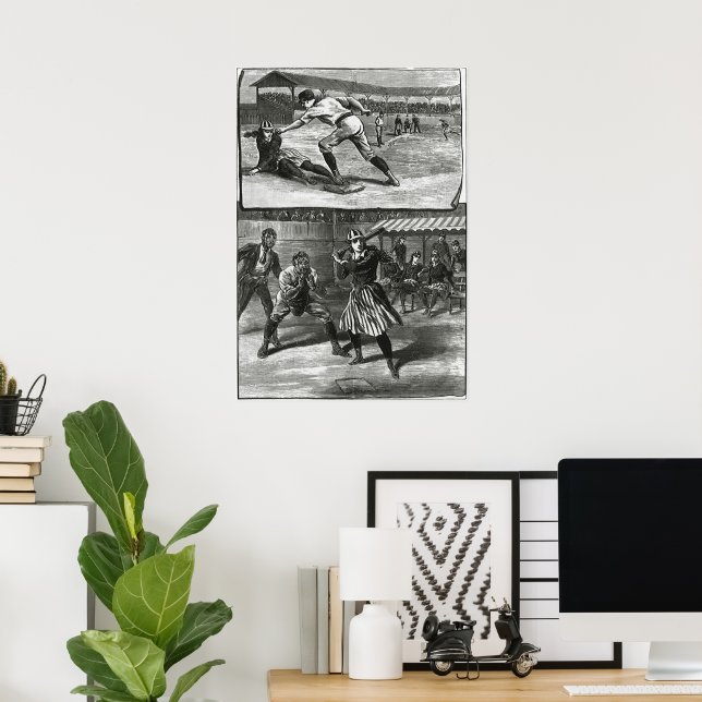 Vintage Sport, Victorian dambasebollag Poster (Hemmakontoret)