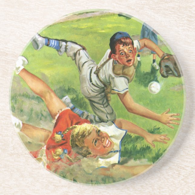 Vintage Sportbaseboll, Barnlag som Spelar Underlägg (Framsidan)