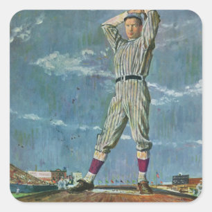 Vintage Sportbaseboll, Pitcher i Basebollmatch Fyrkantigt Klistermärke