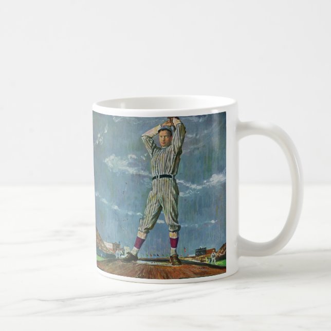 Vintage Sportbaseboll, Pitcher i Basebollmatch Kaffemugg (Höger)