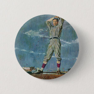 Vintage Sportbaseboll, Pitcher i Basebollmatch Knapp