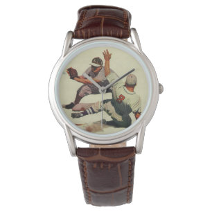 Vintage Sportbaseboll, Spelare glider in i hemmet Armbandsur