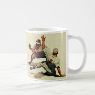 Vintage Sportbaseboll, Spelare glider in i hemmet Kaffemugg