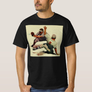 Vintage Sportbaseboll, Spelare glider in i hemmet Tee