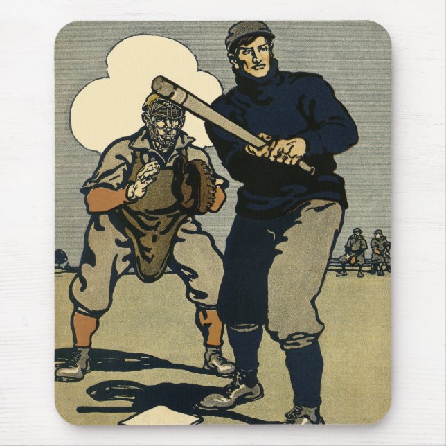 Vintage sportbasebollspelare, stiliserad konst musmatta (Framsidan)
