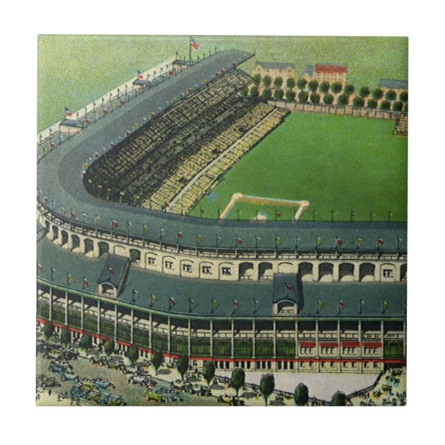 Vintage sportbasebollstadion, Flygvy Kakelplatta (Framsidan)