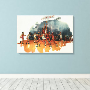 Vintage sportbasketbollspel, basketbollspelare canvastryck