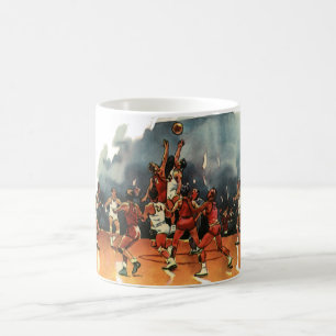 Vintage sportbasketbollspel, basketbollsspelare kaffemugg