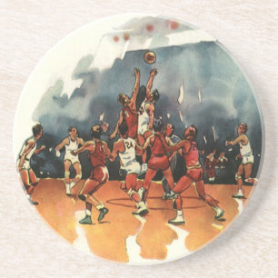 Vintage sportbasketbollspel, basketbollsspelare underlägg