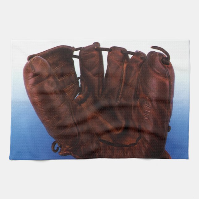 Vintage Sporter, antika läderbaskiska handsken Kökshandduk (Horisontell)