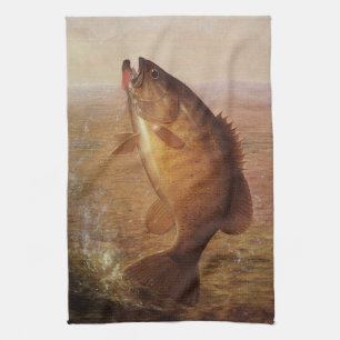 Vintage Sportfiske, Largemouth Brown Bass Fish Kökshandduk