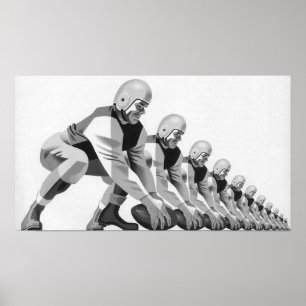Vintage sportfotbollsspelare, quarterback poster