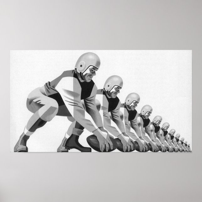 Vintage sportfotbollsspelare, quarterback poster (Framsidan)