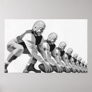 Vintage sportfotbollsspelare, quarterback poster