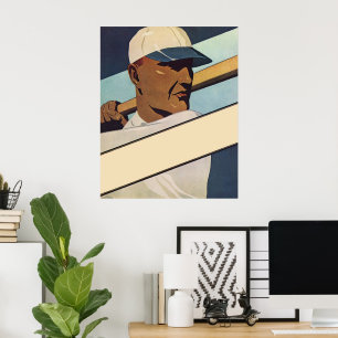 Vintage Sports Baseball Batter, Styliserad konst Poster