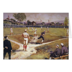 Vintage Sports Baseball Game av Henry Sandham Hälsningskort