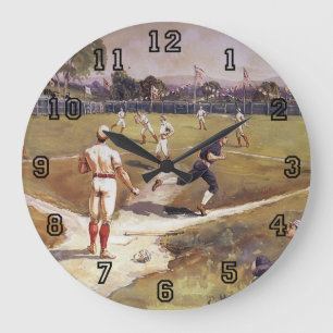 Vintage Sports Baseball Game av Henry Sandham Stor Klocka