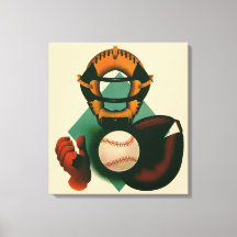 Vintage Sports Baseball Player, Catcher med Mitt