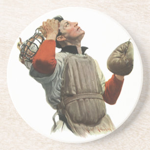 Vintage Sports Baseball Player, Catcher Sök upp Underlägg