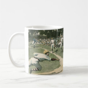 Vintage Sports, Baseball Player glida in i hemmet Kaffemugg