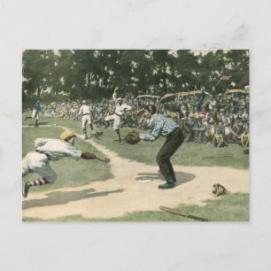 Vintage Sports, Baseball Player glida in i hemmet Vykort