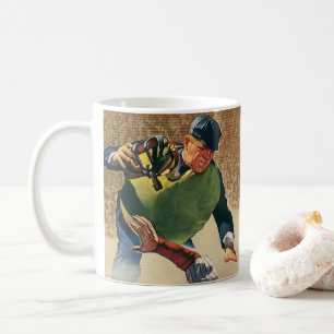 Vintage Sports Baseball Player, Umpire Kaffemugg