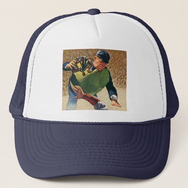 Vintage Sports Baseball Player, Umpire Truckerkeps (Framsida)