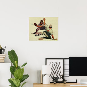 Vintage Sports Baseball, spela in i hemmet Poster