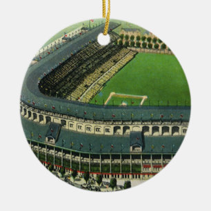 Vintage Sports Baseball Stadium, flygvy Julgransprydnad Keramik