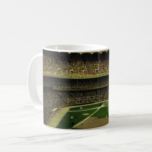 Vintage Sports Baseball Stadium med Crowds Kaffemugg (Framsida vänster)
