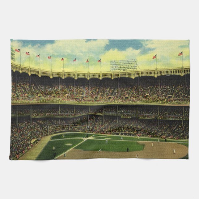 Vintage Sports Baseball Stadium med Crowds Kökshandduk (Horisontell)