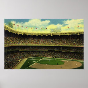 Vintage Sports Baseball Stadium med Crowds Poster