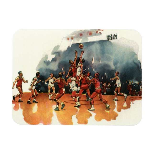 Vintage Sports Basketball Game, basketbollsspelare Magnet (Horisontell)