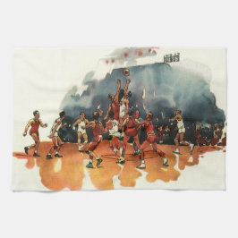 Vintage Sports Basketball-spel, basketspelare Kökshandduk