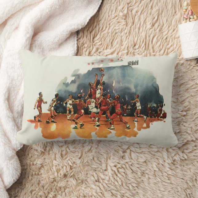 Vintage Sports Basketball-spel, basketspelare Lumbarkudde (Filt)