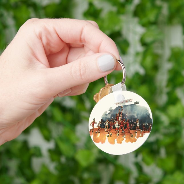 Vintage Sports Basketball-spel, basketspelare Nyckelring (Hand)