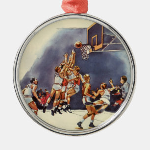 Vintage Sports Basketball, spelare i ett spel Julgransprydnad Metall