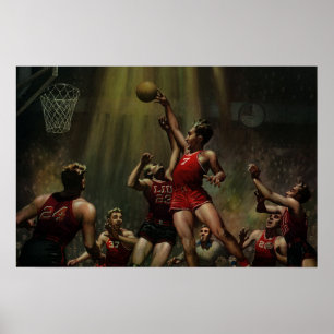 Vintage Sports Basketball, spelare i ett spel Poster