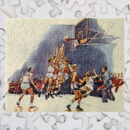 Vintage Sports Basketball, spelare i ett spel Pussel