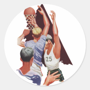Vintage Sports, basketspelare i ett spel Runt Klistermärke