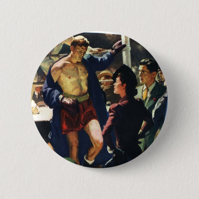 Vintage Sports Boxing, Boxer Lämnande Ring Knapp (Framsida)