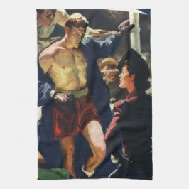 Vintage Sports Boxing, Boxer Lämnande Ring Kökshandduk