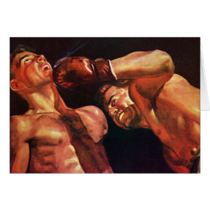 Vintage Sports Boxing, Boxers Slår Fight Hälsningskort