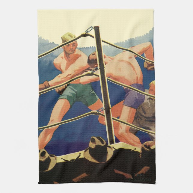 Vintage Sports Boxing, Boxers under matchning Kökshandduk (Vertikal)