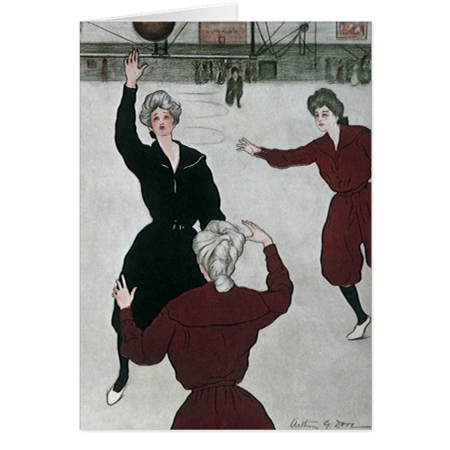 Vintage Sports, dambasketspelare i spel Hälsningskort (Framsidan)