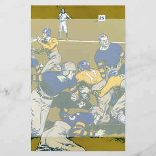 Vintage Sports Football Game, Guld vs Blue Teams Brevpapper