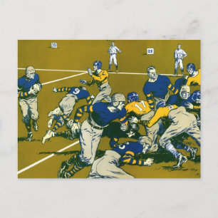 Vintage Sports Football Game, Guld vs Blue Teams Vykort