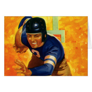 Vintage Sports Football Player Quarterback Running Hälsningskort