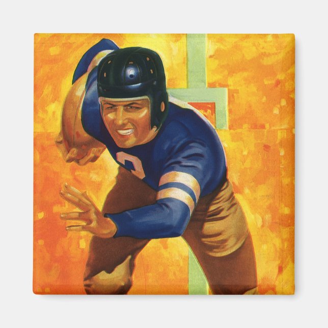 Vintage Sports Football Player Quarterback Running Magnet (Framsidan)